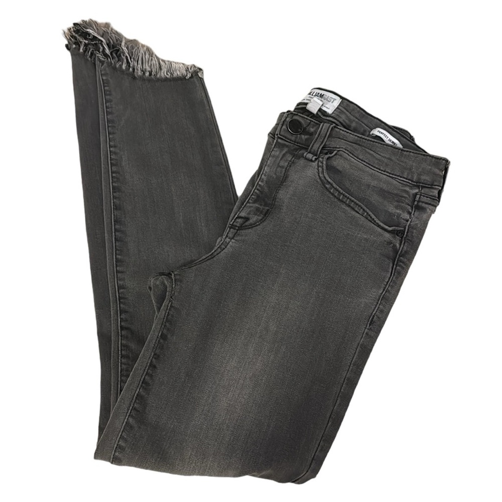 William Rast gray stretchy skinny jeans raw asymetrical hem 27